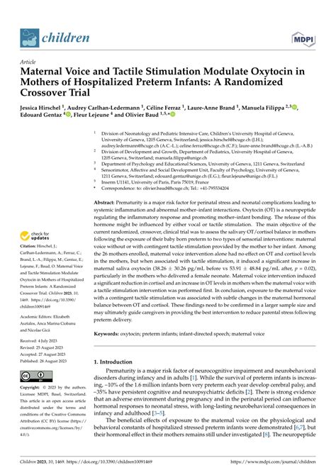 Maternal Voice and Tactile Stimulation Modulate Oxytocin in .